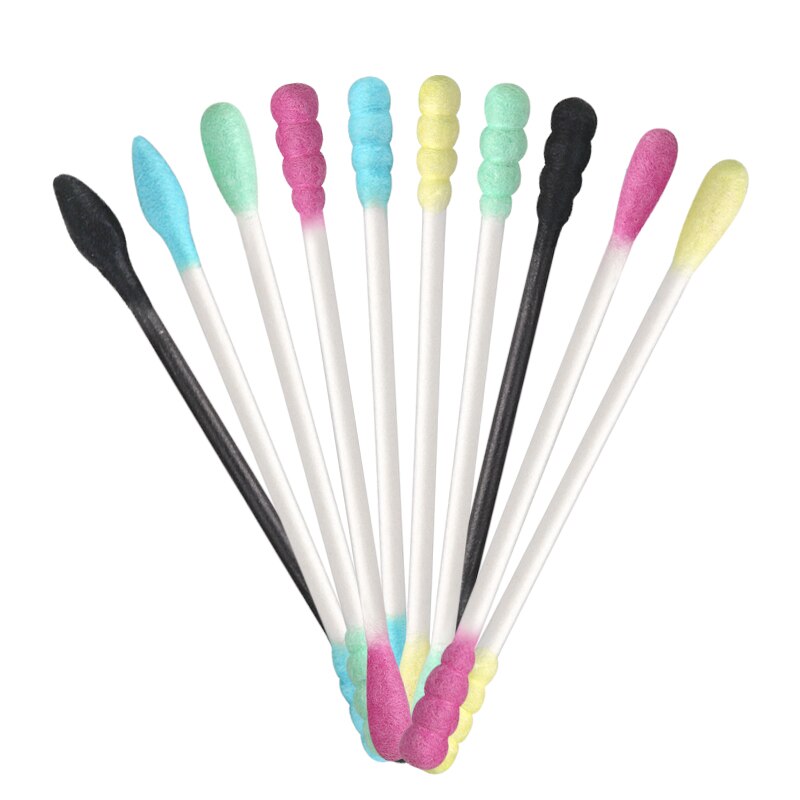 100pcs Cosmetic Cotton Swab Candy Color Cotton Swabs Ear Stick Double Head Women Makeup Cotton Buds Ears Clean Care Tools