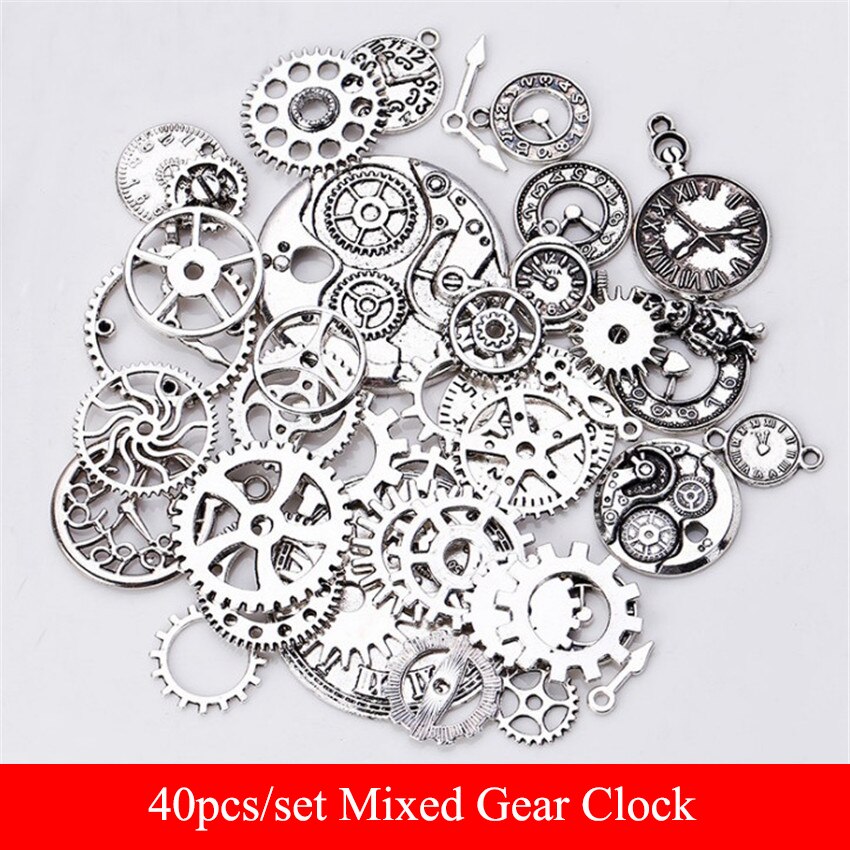 40pcs/set Retro Electroplated Metal Gear Kit Mixed Mechanical Gears Clock Watch Accessories For DIY Handmade Watch Gear Parts