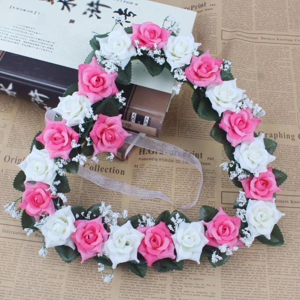 Heart-Shaped Rose Door Wall Hanging Wreaths Wedding Festival Decoration Road Lead Rose Flower Wreath Festival Supplies
