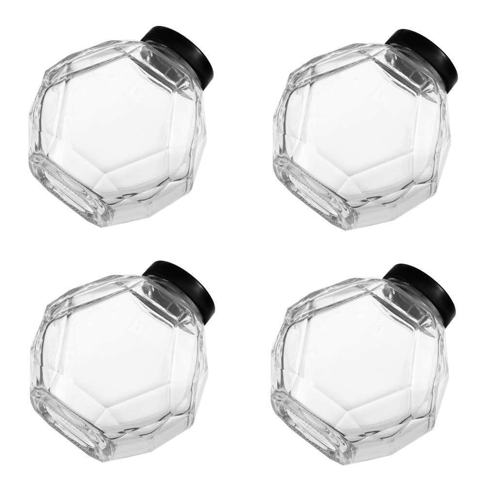 4pcs Clear Honey Jar Kitchen Honey Jar Glass Honey Bottle Bee Honey Jar