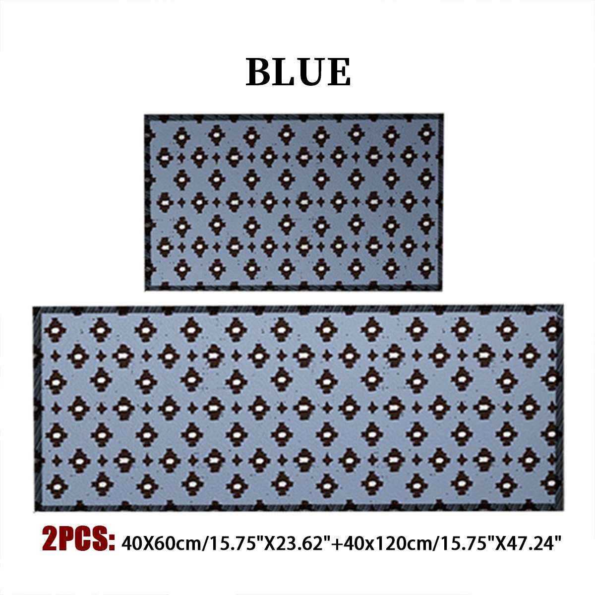 2 Stuks Keuken Vloer Tapijt Vloermat Moderne Geometrische Patternarea Rug Antislip Badkamer Absorberende Deurmat Pad Mat Deurmat: Blue