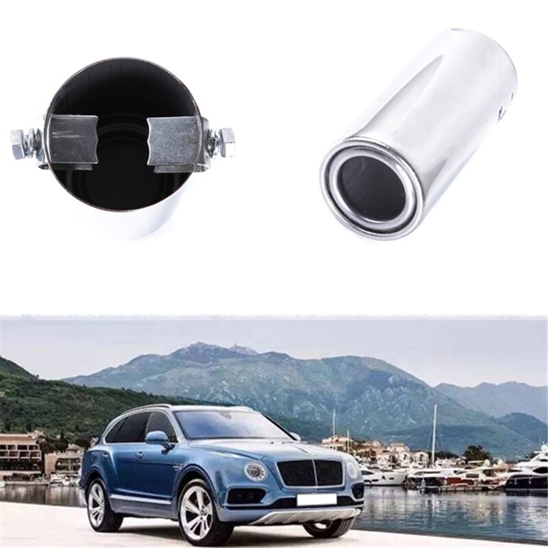 Universal- Edelstahl Runde Auto Hinten Runde Auspuffrohr Schwanz Kehle Schalldämpfer Spitze Silber Ersatz Auto Zubehör