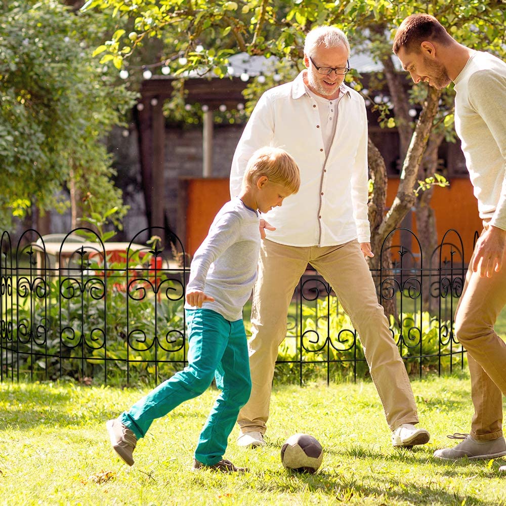 Fence 32inx12ft Decorative Garden Fencing Rustproof Black Border Fence Panel Edging Metal Wire Fencing Animal Barrier 10"gap