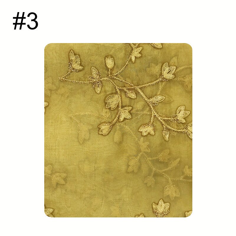 Dianruo nyeste kvinder sommer tyndt åndbart tørklæde solid broderet tørklæde blød chiffon hijab damer wrap sjal tørklæde  r164: Gul