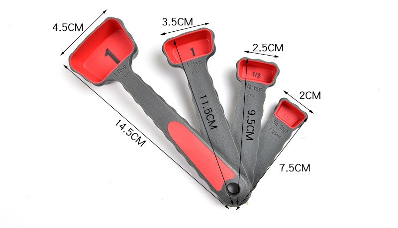 8-piece folding measuring cup measuring spoon kitchen silicone measuring cup set household measuring spoon baking supplies: 4-pcs Measuring spoo
