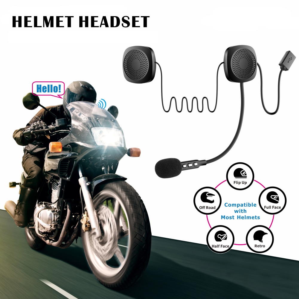 Bt 4.2 Chip 50M 110dB Draadloze Motorfiets Scooter Helm Headset Hoofdtelefoon Met Bluetooth Functie Handsfree Praten Intercom