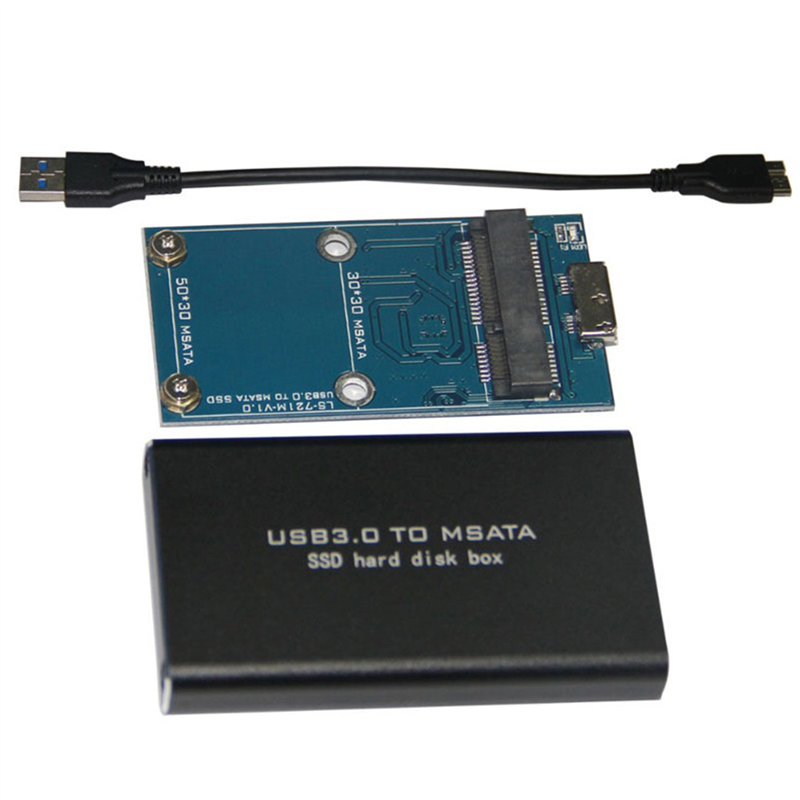 Msata till usb 3.0 ssd-kabinett extern hårddisk diskbox förvaringsfodral adapter för 30 x 50mm 30 x 30mm msata ssd