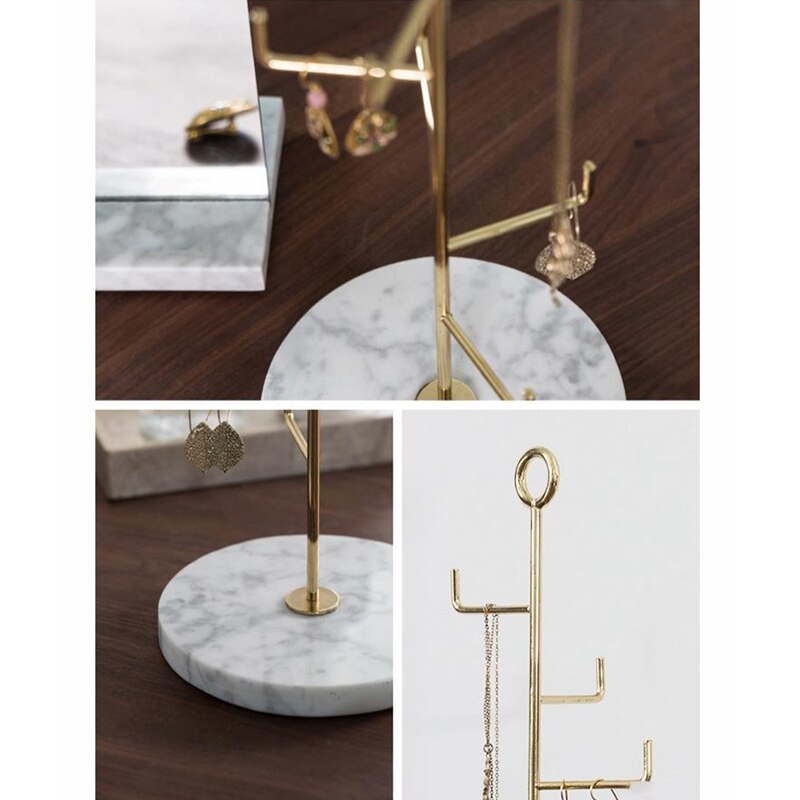 Jewelry Display Stand - Rotating Necklace Pendant Earring Holder - Metal Organizer