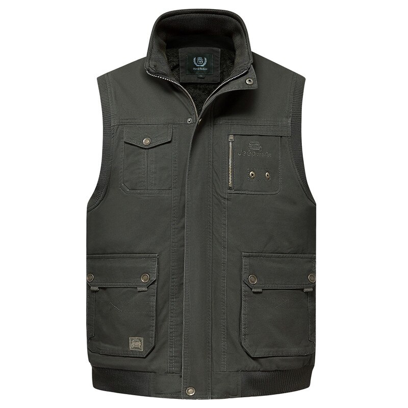 Winter Männer Sleeveless Kragen Jacke Multi Taschen Baumwolle Warme Dicke Weste Frühling Herbst Große Größe L-4XL Männlichen Fotografie Weste