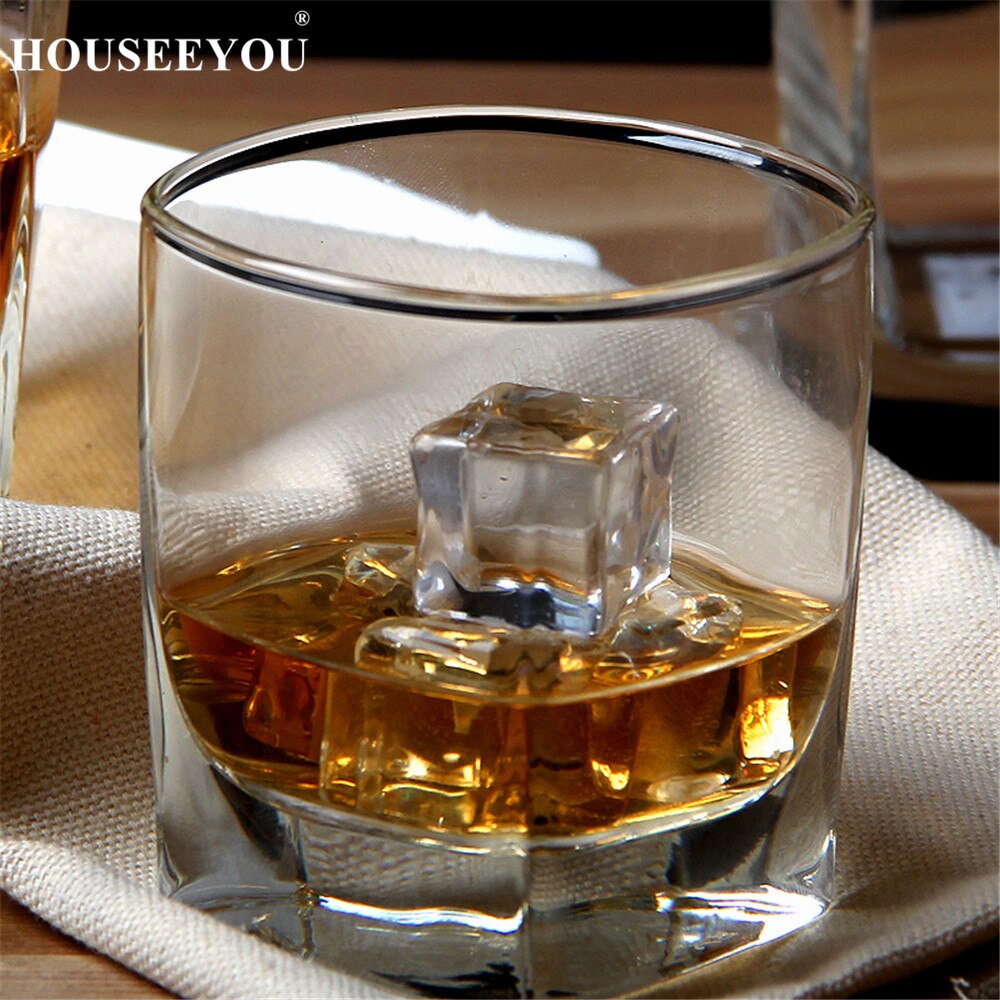 Houseeyou 2 st whisky dricker brett kristallvin glas koppar tumlare för bar cocktail korta öl glas brandy snifters cigar