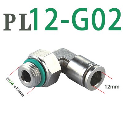 304 stainless steel joint trachea quick coupling 1/8&quot; 1/4&quot; 3/8&quot; 1/2&quot; BSP pneumatic quick coupling elbow male thread G thread: PL12-G02