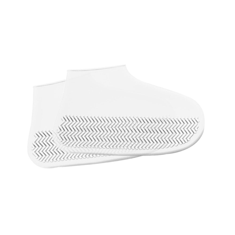 Waterproof Shoe Cover Silicone Material Unisex Shoes Protectors Reusable Rain Boots for Indoor Outdoor Rainy Days: White / M