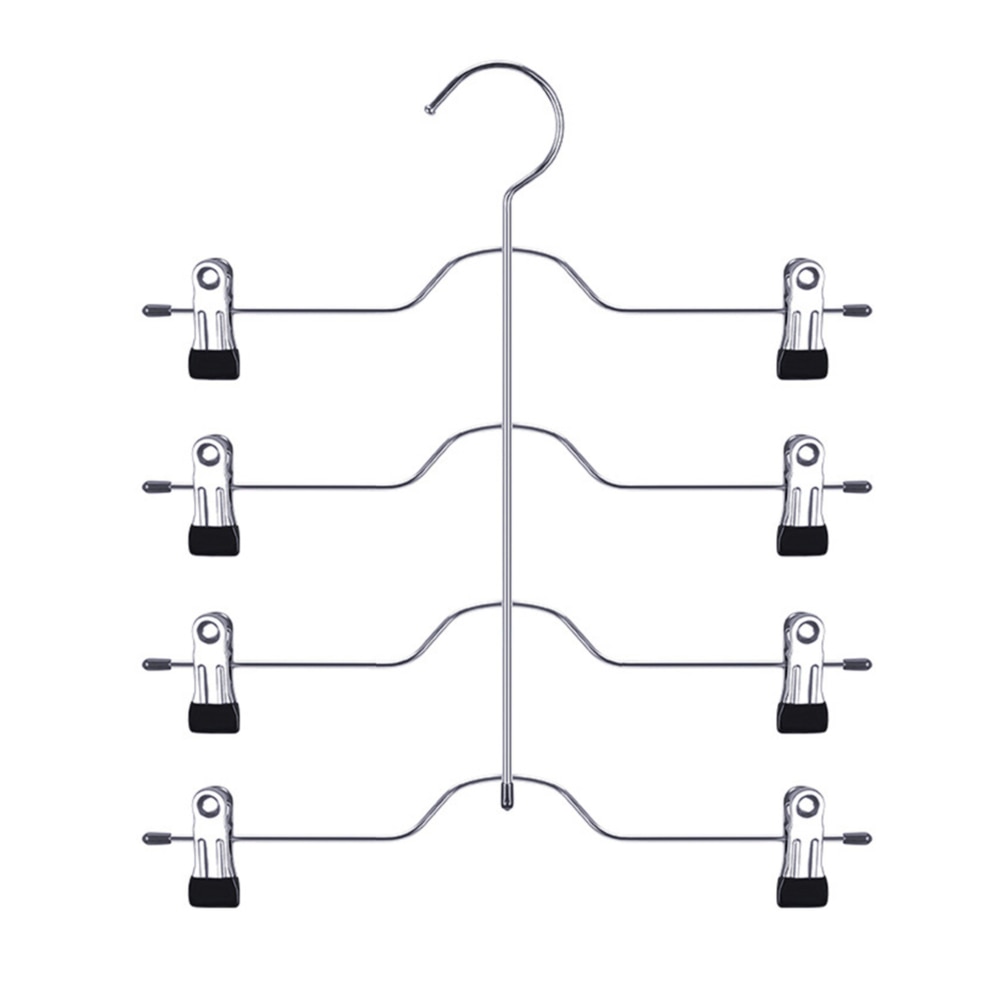 Multi-Functional Skirt Hanger 4 Tier Pants Holder Clip Steel Adjustable Space Saving Trousers Hanging Rack Clothes Storage Rack
