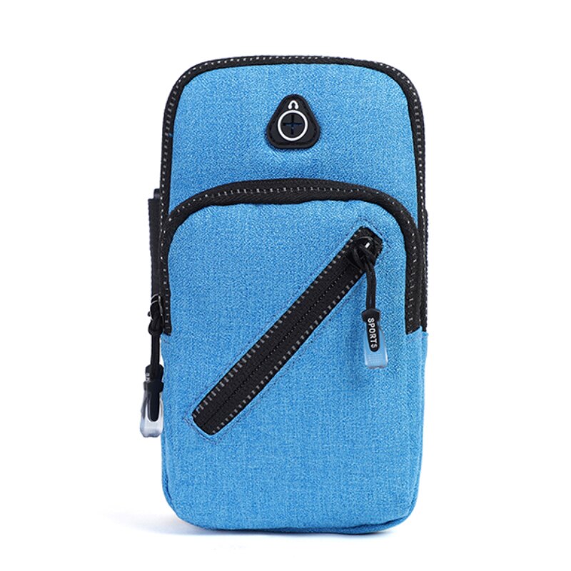 Correndo saco cinto esportes caso de telefone para o iphone se 2 11 pro xs max x 8 7 plus xiaomi telefone móvel titular zíper bolsa braço banda saco: LIGHT BLUE