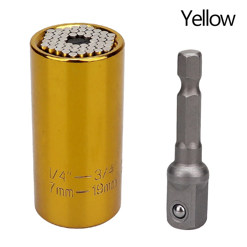 7-19mm Universal Torque Wrench Magic Socket Spanner Key Sleeve Multi Power Drill Ratchet Spanner Key Nut Tools: Yellow