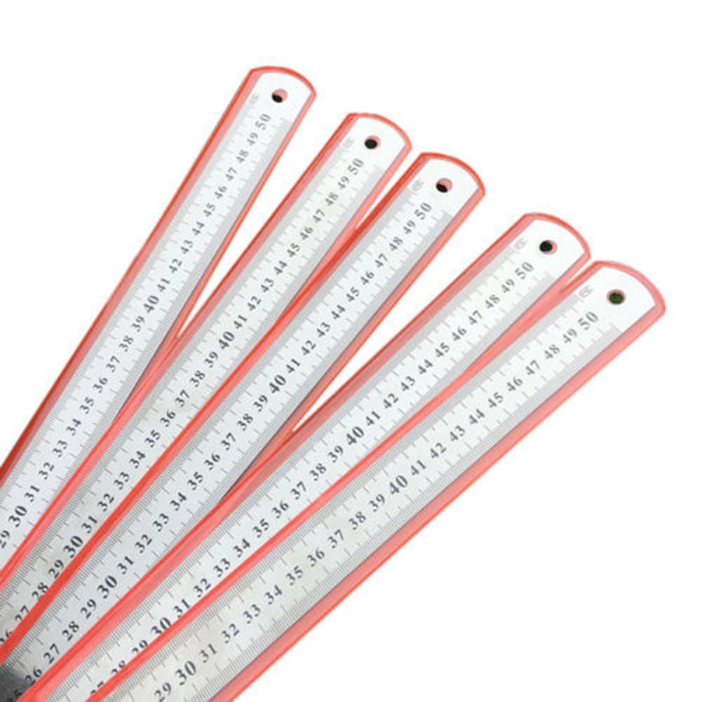 30/50/60cm Metric Stainless Steel Double Sided Ruler Straight Scale Precision Measuring Hand Tool Stationery Drafting Accessory