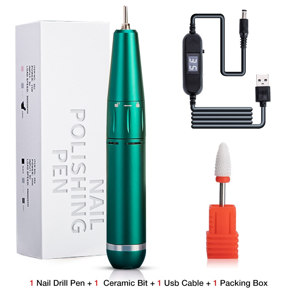 Roze 35000/25000Rpm Draagbare Nail Boor Manicure Machine Set Elektrische Nagelvijl Sterke Power Beroep Nail Tool Voor nail Salon: 35000rpm green
