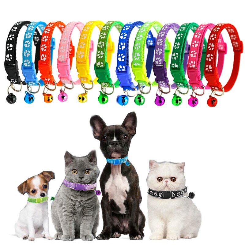 Collier avec clochette pour animal de compagnie,accessoire coloré pour chat, avec boucle réglable, sangle pour chats et petits chiens, Chihuahua