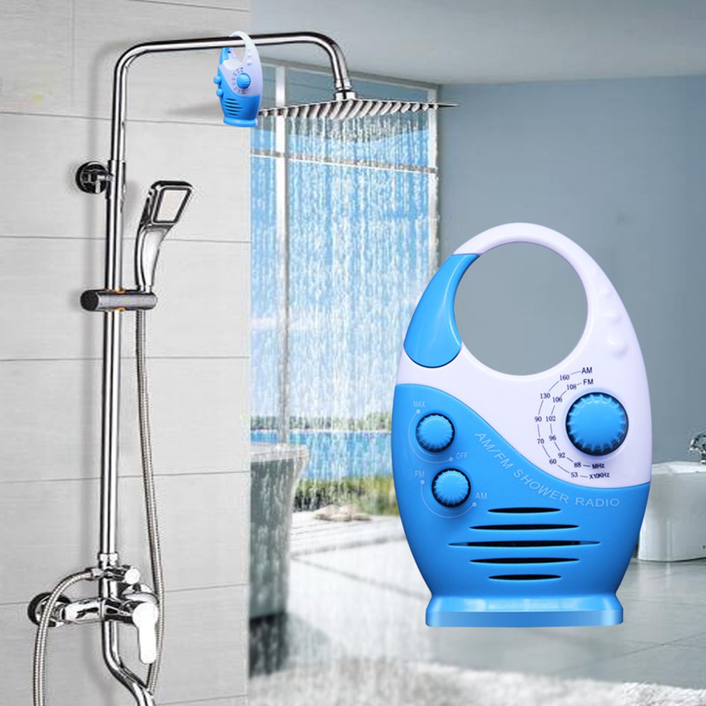 Shower Radios Waterproof AM FM Bathroom Shower Radio Portable Speaker Battery Powered Adjustable Volume