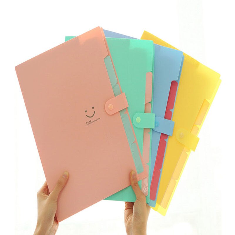 Utile 1pc plastique bonbons couleur Document sac enveloppe à l'orgue paquet multicouche 5 dans le dossier dossier fichier sac orgue sac