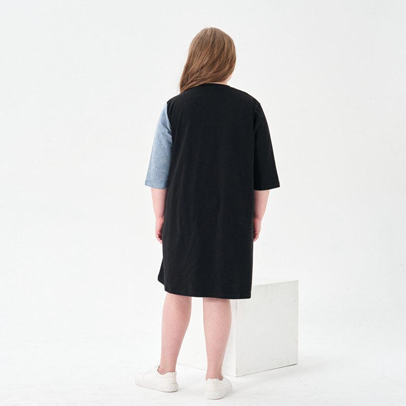 big girls plus size spring summer cotton denim family mathing dress shirts children casual clothing