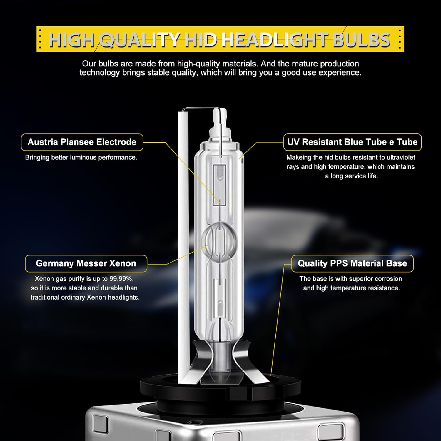 Hid xenon-lys  d1s d1r d3s billyktpærer 4300k 5000k 6000k 8000k 10000k 12000k 35w 12v 2 stk.
