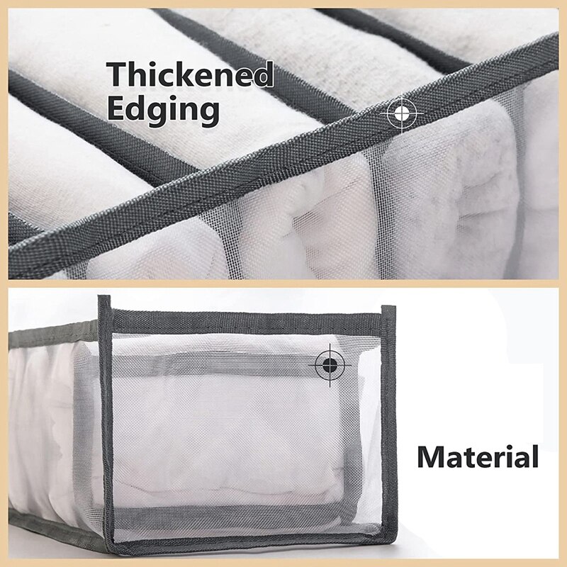 2 Pcs Wardrobe Clothes Organizer,Washable Clothes Organizer for Folded Clothes,Mesh Clothes Storage Organizer