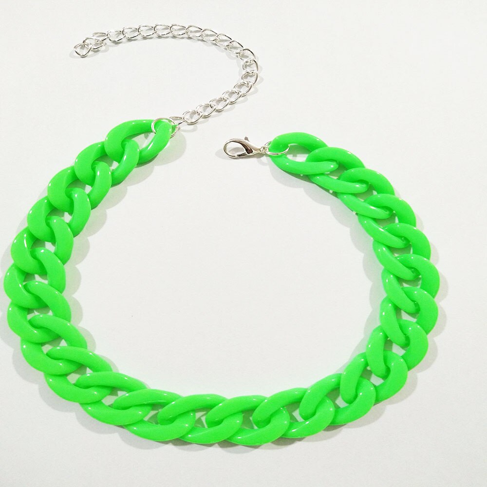 Collana spessa catena girocollo cordolo cubano 15mm acrilico bianco Mens Womans gioielli Super spessi: green