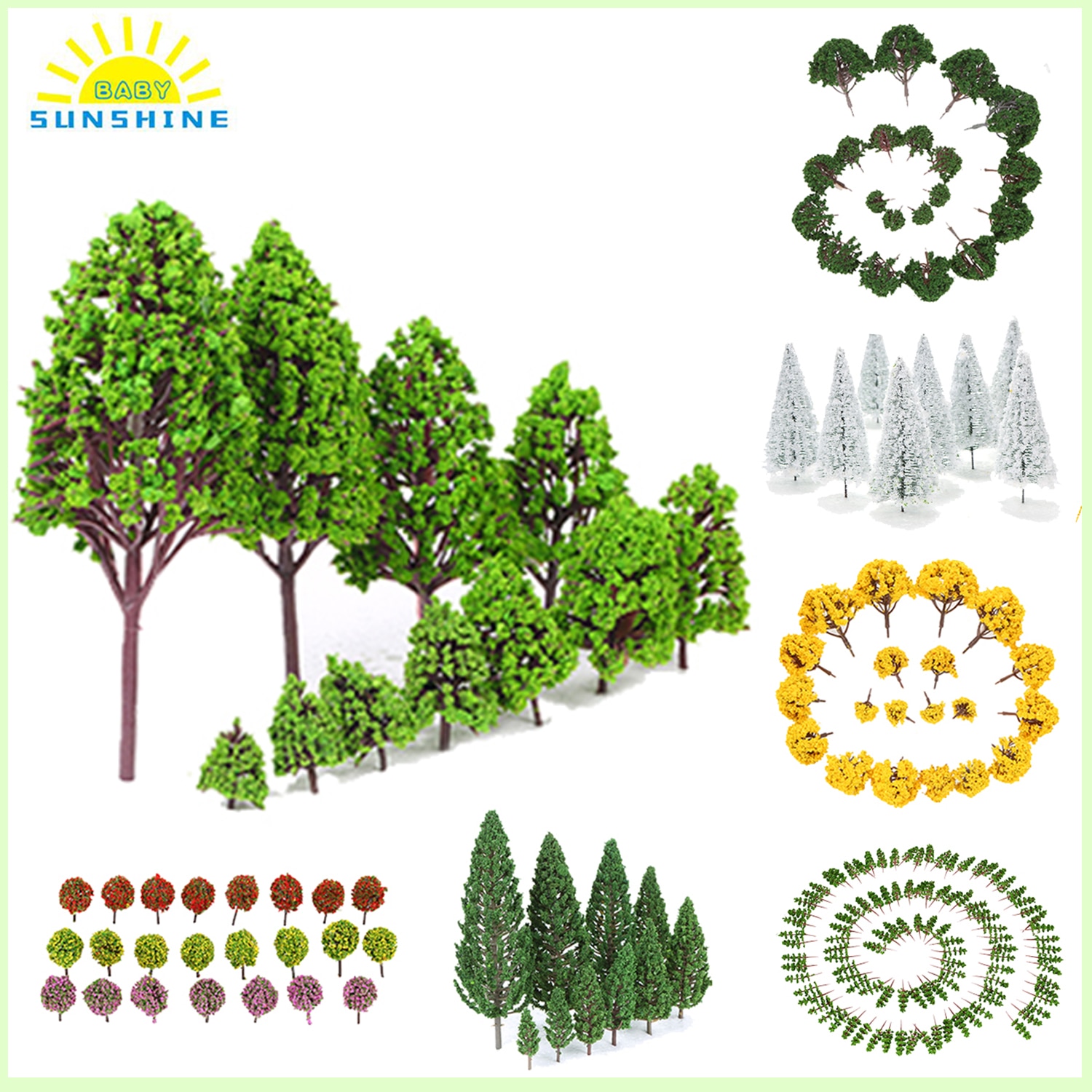 17 Type Scale Plastic Miniature Model Trees For Building Trains Railroad Layout Scenery Landscape Accessories toys for Kids