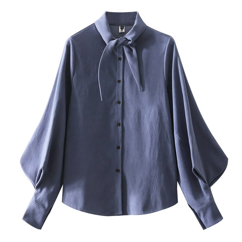 Chemisier décontracté à manches lanternes pour femme, haut à gros nœud et oreilles de lapin, chemise à boutons, coréenne, printemps,