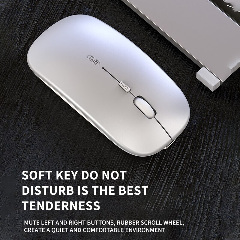 Rechargeable Wireless Bluetooth Mouse 2.4GHz Ultra-thin Mini Office Mute Mouse Gaming Portable Three-Block DPI Optical Mouse