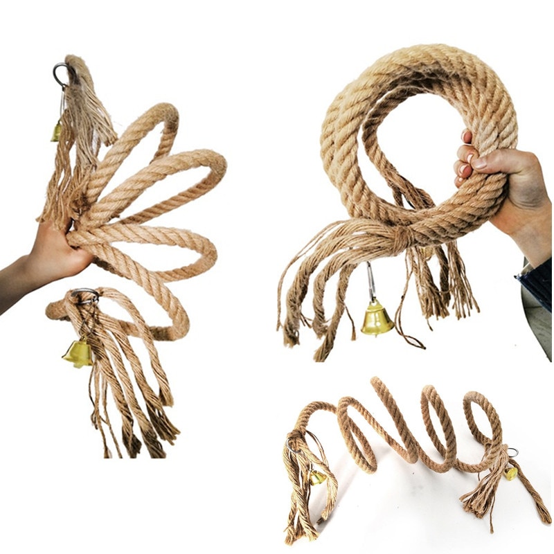100/150/200 Cm Parrot Toys Pet Standing Rope Bird Cage Decoration Climbing Toy Chewing Rope Parrot Bird Cage Toys Rope Bell