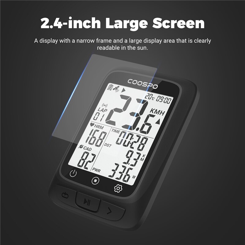 COOSPO BC107 Fietscomputer GPS Draadloze Fiets Fietsen Odometer Snelheidsmeter 2.4 "FSTN Bluetooth5.0 ANT Waterdichte GPS BDS