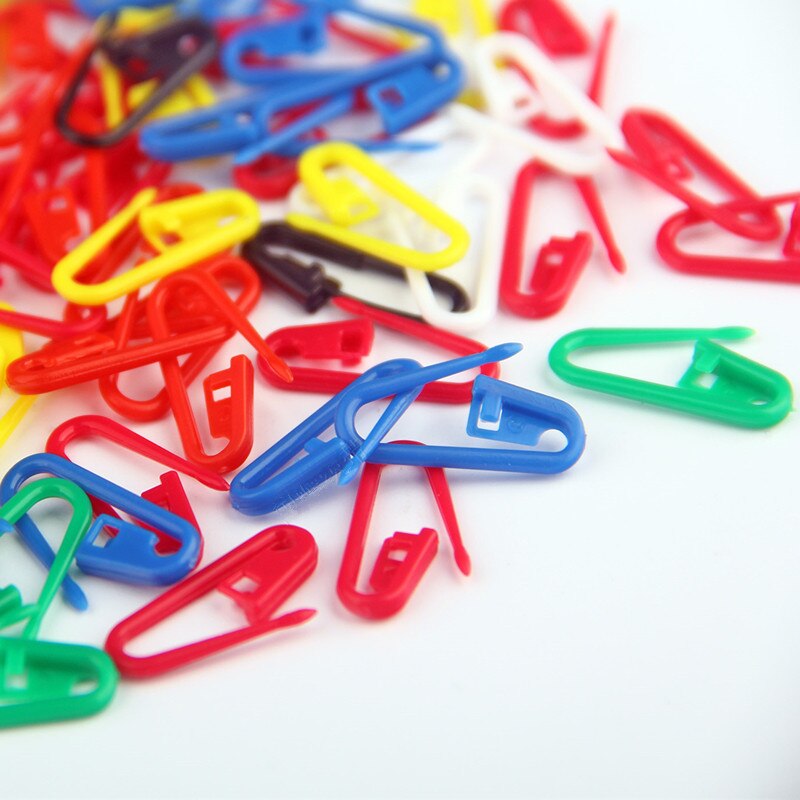 Pines de seguridad pequeños de plástico de Color, marcador de puntada de bloqueo, marcador de Clip de aguja para tejer, decoración de Gehaakte, manualidades DIY, 100 Uds.