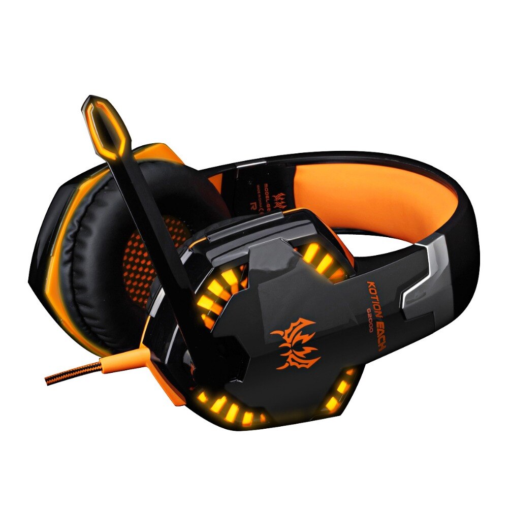 KOTION EACH G2000/G9000, auriculares de juego de graves profundos equipo estéreo, auriculares con micrófono, luz LED, PC, Gamer