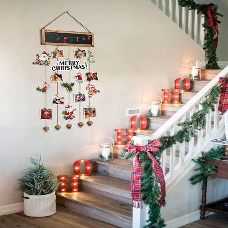 Ophæng billedrammer med snor væg fotodisplay gitter fotoophæng klemmer snor kortholder ramme med 30 klemmer hotel