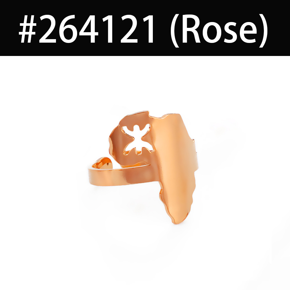 Anniyo Afrika Kaart Berbers Ring Afrikaanse Berber Sieraden Vinger Ring Voor Amazigh Vrouwen Mannen #264121: Rose Color