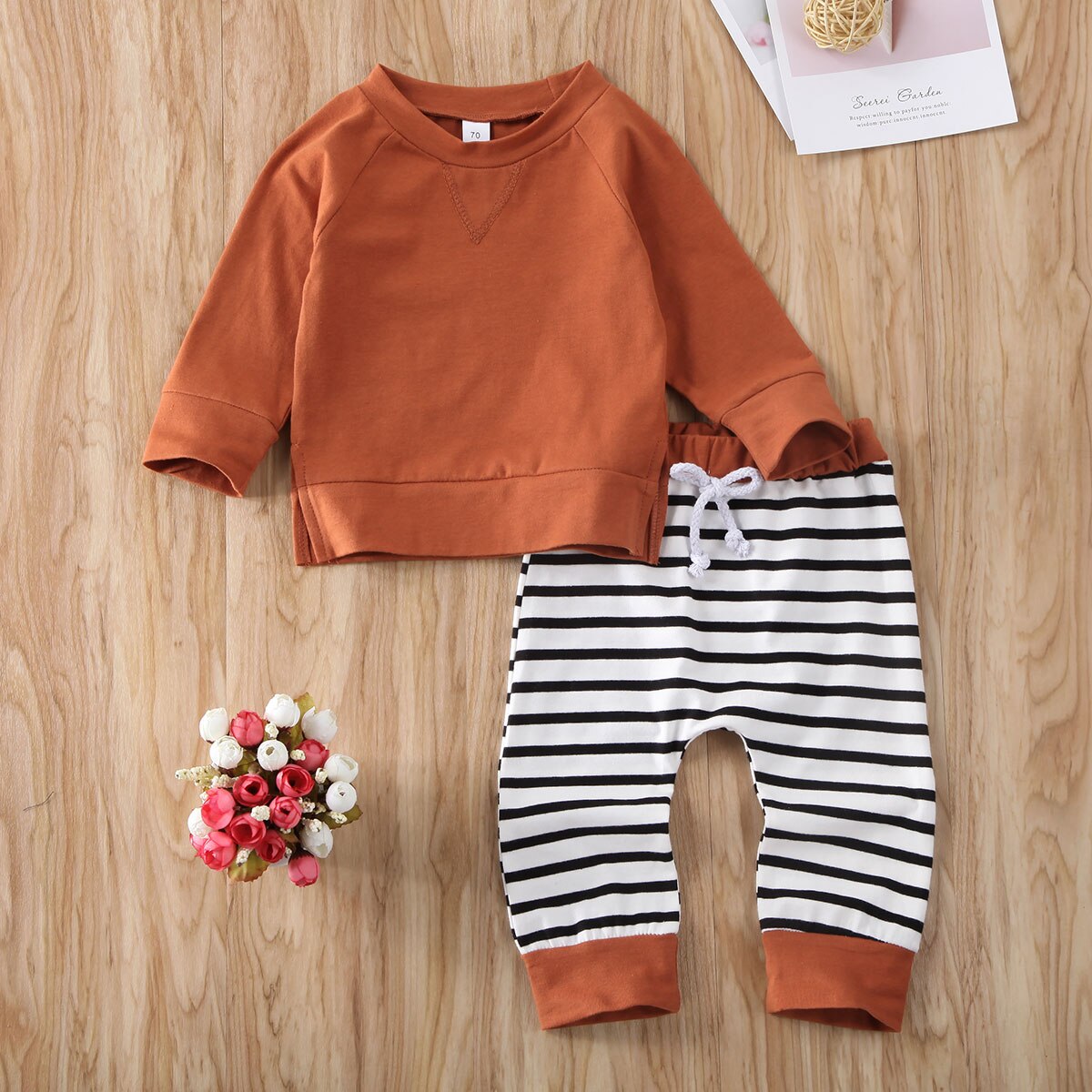 0-24m nyfødte børn baby dreng sommer toppe t-shirt stribede bukser 2 stk outfits tøj
