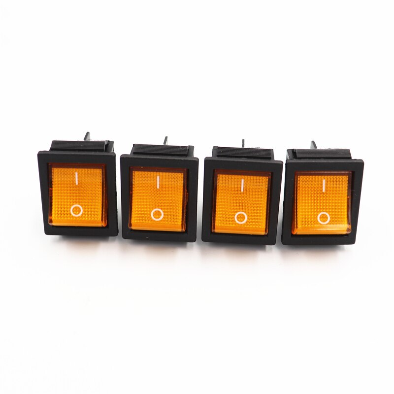 4Pcs 12V 220V switch KCD4 boat-shaped rocker power button 250V on-0ff With light Tumbler boat: 4PCS  yellow / 12V
