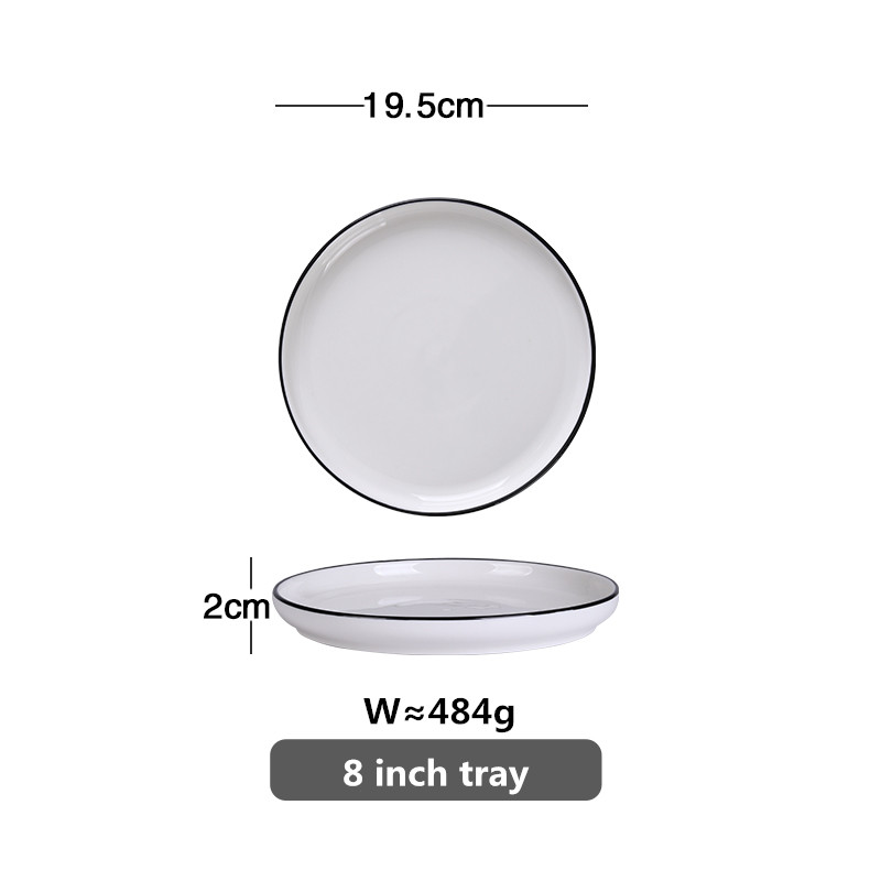 White Dinner Plate Set Ceramic Kitchen Plate Tableware Set Food Dishes Rice Salad Noodles Bowl Soup Kitchen Cook Tool 1pc: 19.5cm tray