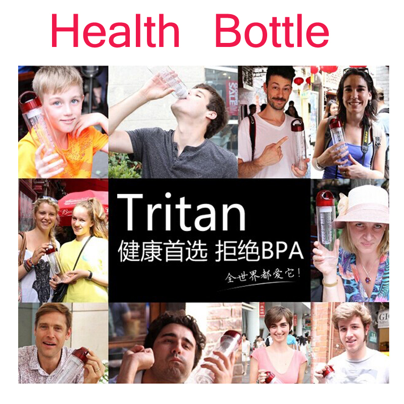 Botella de agua rosa de 700ml para infusión de zumo de fruta portátil con mango plegable, botellas sin BPA para deportes de acampada y viajes al aire libre