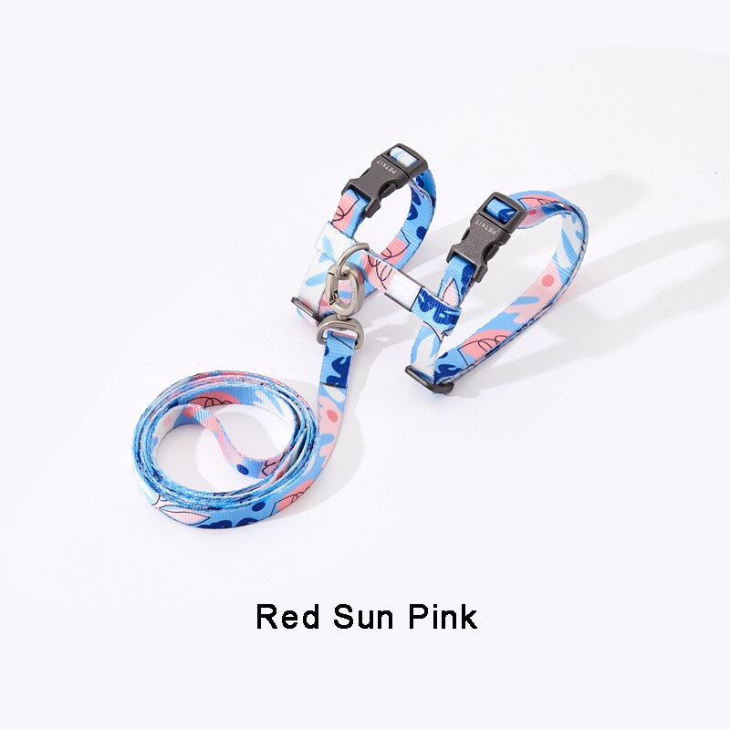 PETKIT-Correa de pecho con forma de I para gato, arnés ajustable, material de nailon de , correas de plomo para caminar: Red sun pink