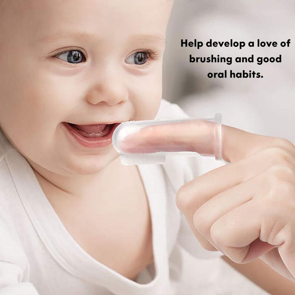 1 einstellen Weiche Baby Finger Zahnbürste Und Kasten Silikon Kleinkind Zahn freundlicher Weichen Pinsel Baby Zähne Silikon Zähne Pinsel Sauber b5L5