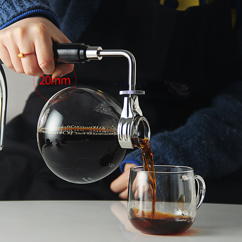 3/5Cups Siphon Coffee Maker Home Vacuum Glass Manual Siphon Coffe Pot with Alcohol Burner Tabletop Syphon Tea Pot Coffee Brewer