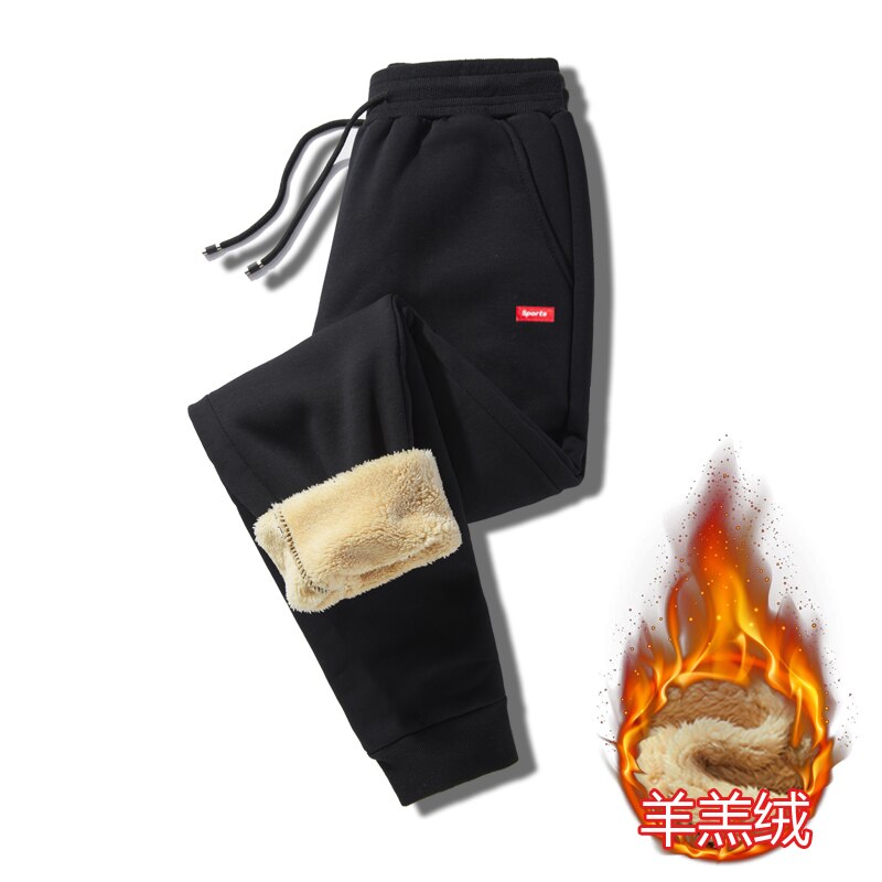 Heren winter warme fluwelen broek joggingbroek streetwear casual potlood linnen heren broek dikker fleece joggingbroek trekkoord broek 4xl: Xxl / Zwart -664