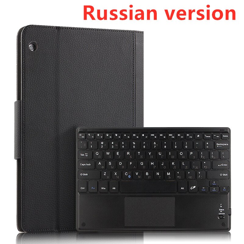 Pour Lenovo Tab M10 FHD Plus 10.3 2gen TB-X606F X606X étui en cuir PU support magnétique avec clavier tactile sans fil Bluetooth: black Russian