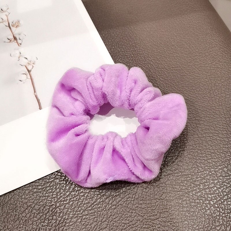 Warm Soft Hair Scrunchies Furry Elastic Hair Band Women Girls Ponytail Holder Hair Rubber Band Hair Ties Hair Accessories: Purple