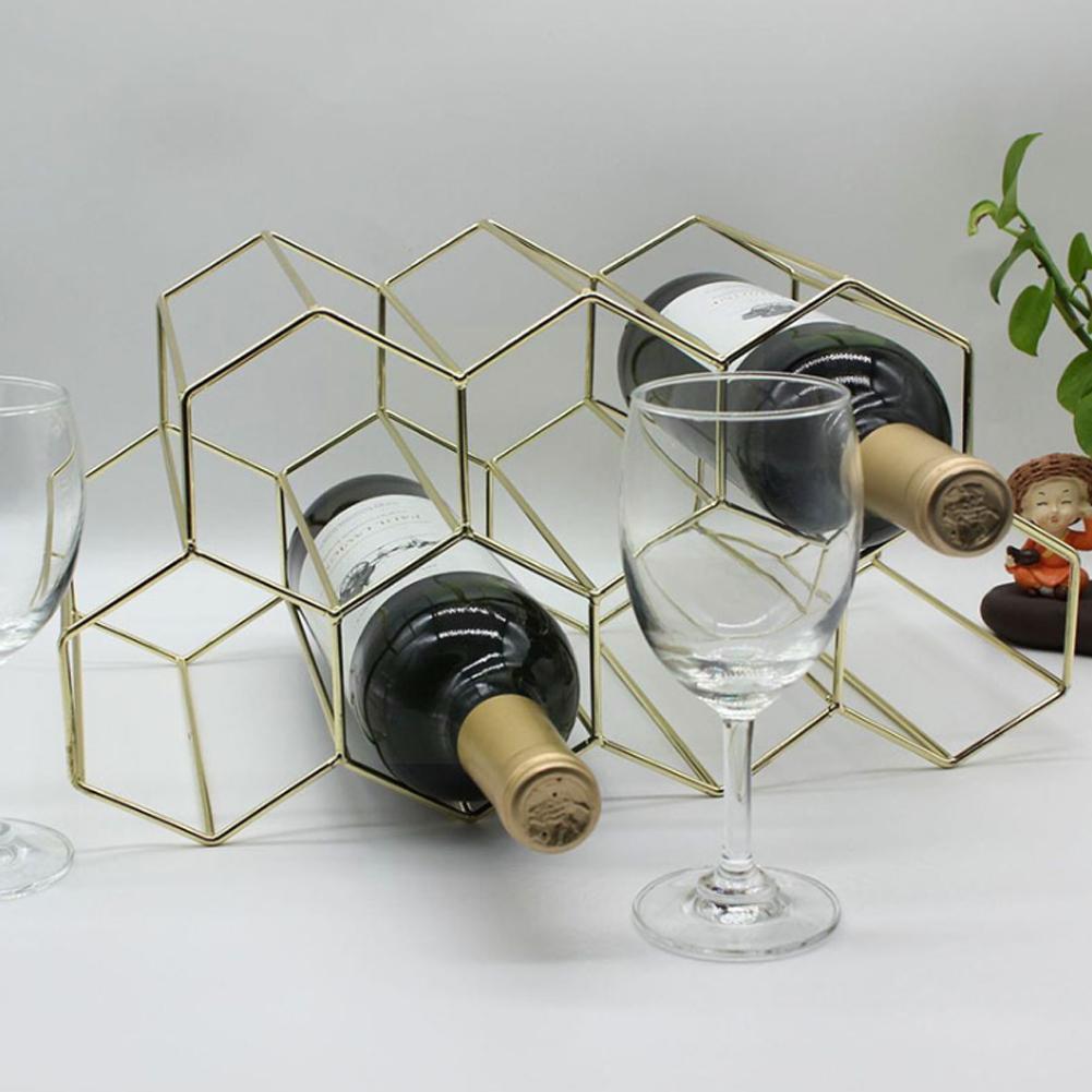 Honeycomb Wine Rack Modern Style Metal Wine Wine Ornaments Storage Rack Cooler Iron Wrought