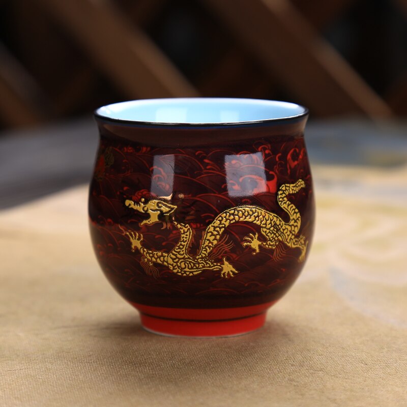 2 Stks/partij Thee Set Retro Thee Set Chip Kopje Thee Dubbele Isolatie En Anti Thuis Koffie Cups Chinese dragon Drankjes