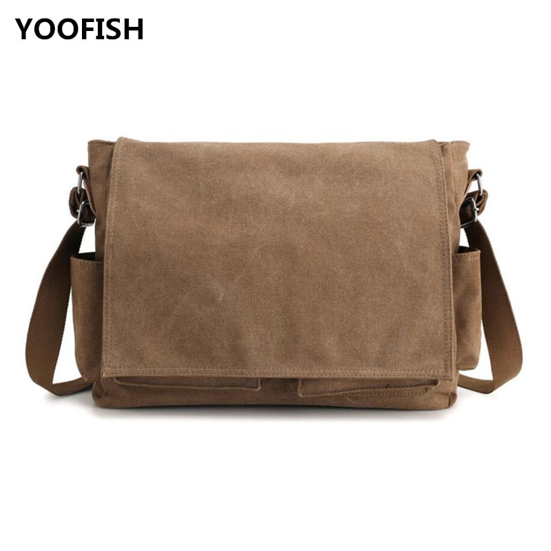 YOOFISH Women's bag canvas bag large capacity single-shoulder computer bag crossbody bag black/gray/coffee XZ-075.